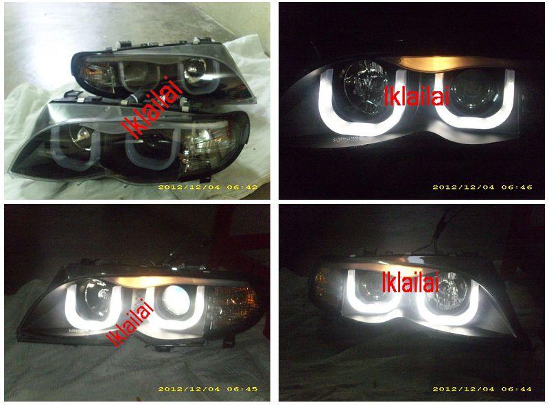 BMW E46 4D '02-05 U Style DRL Projector Head Lamp + Corner Lamp