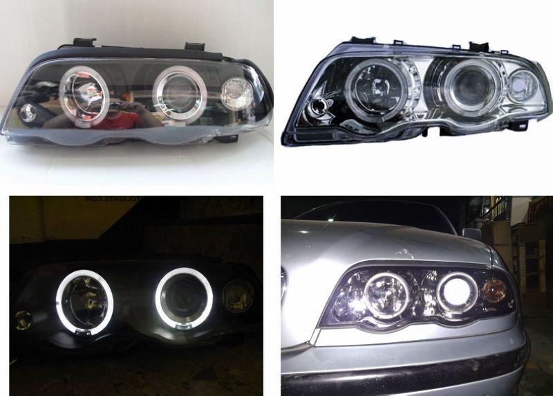 BMW E46 98-01 4D LED Ring Projector HEAD LAMP 