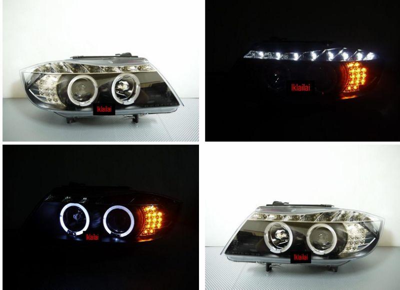 BMW E90 LED Ring Projector Head Lamp DRL with LED Corner Lamp