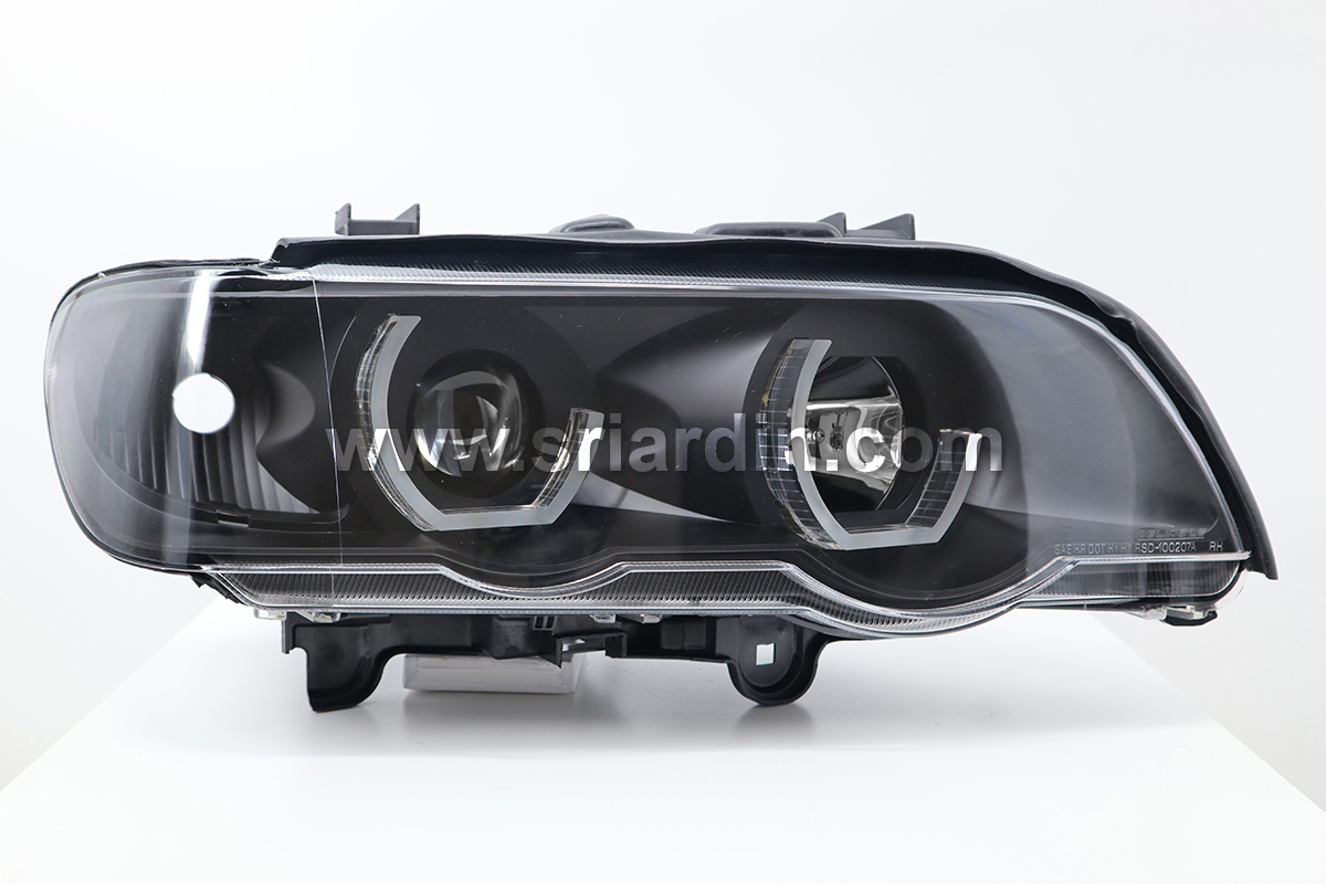 BMW X5 98-02 Black Projector Headlamp w Crystal Bar