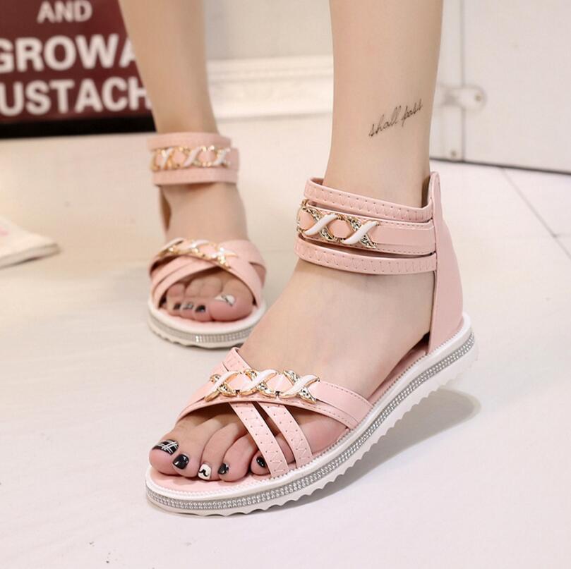 Bohemian Ladies Fashion Sweet Princess Color Ankle Strap Leisure Flat Bohemian Ladies Fashion Sweet Princess Color Ankle Strap Leisure Flat