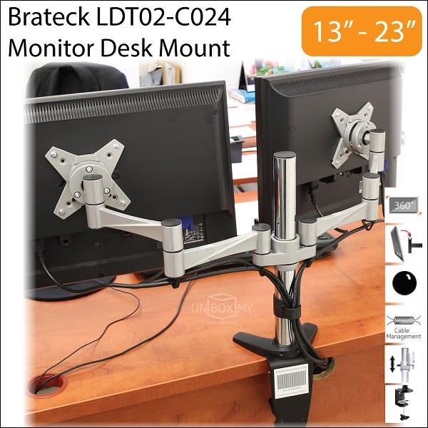 Brateck Ldt02 C024 13 23 Inch Dual Monitor Lcd Desk Mount Stand