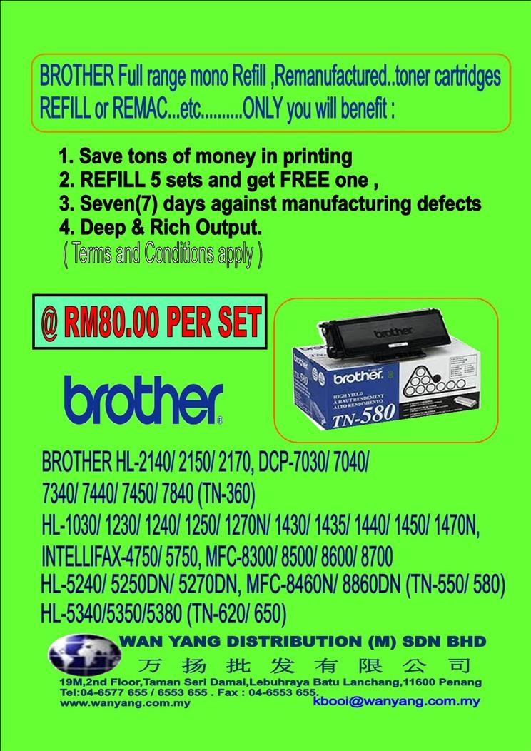 Brother FULL range Mono Toner cartridges Refill,Remac