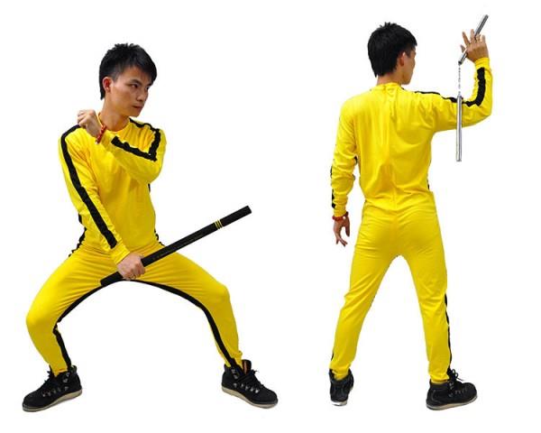Bruce lee Uniform Wushu Clothes Costume Cosplay Woman Yellow Jumpsuit