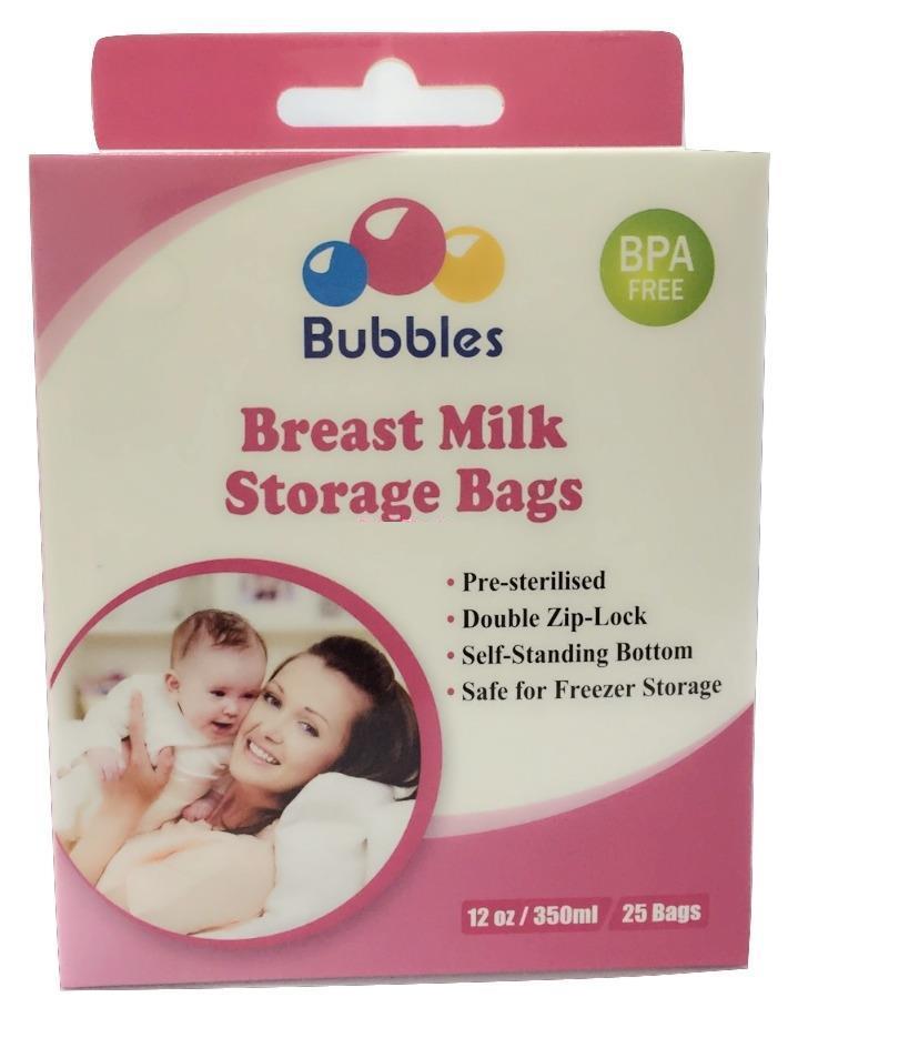 Bubbles Double Zip-Lock Breast Milk Storage Bags 12oz-25 bags