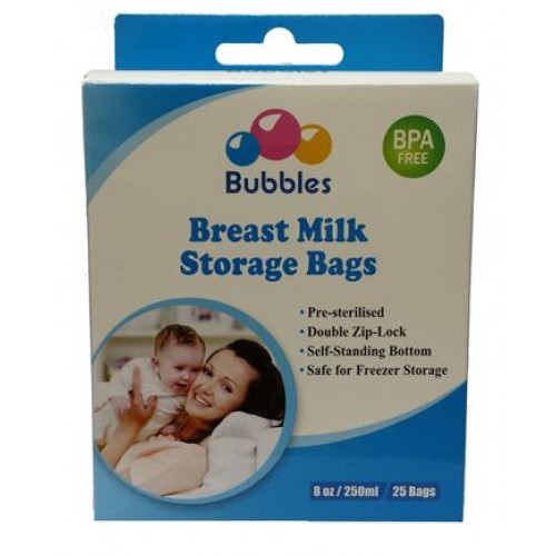 Bubbles Double Ziplock Breastmilk Bags 8oz (25pcs)