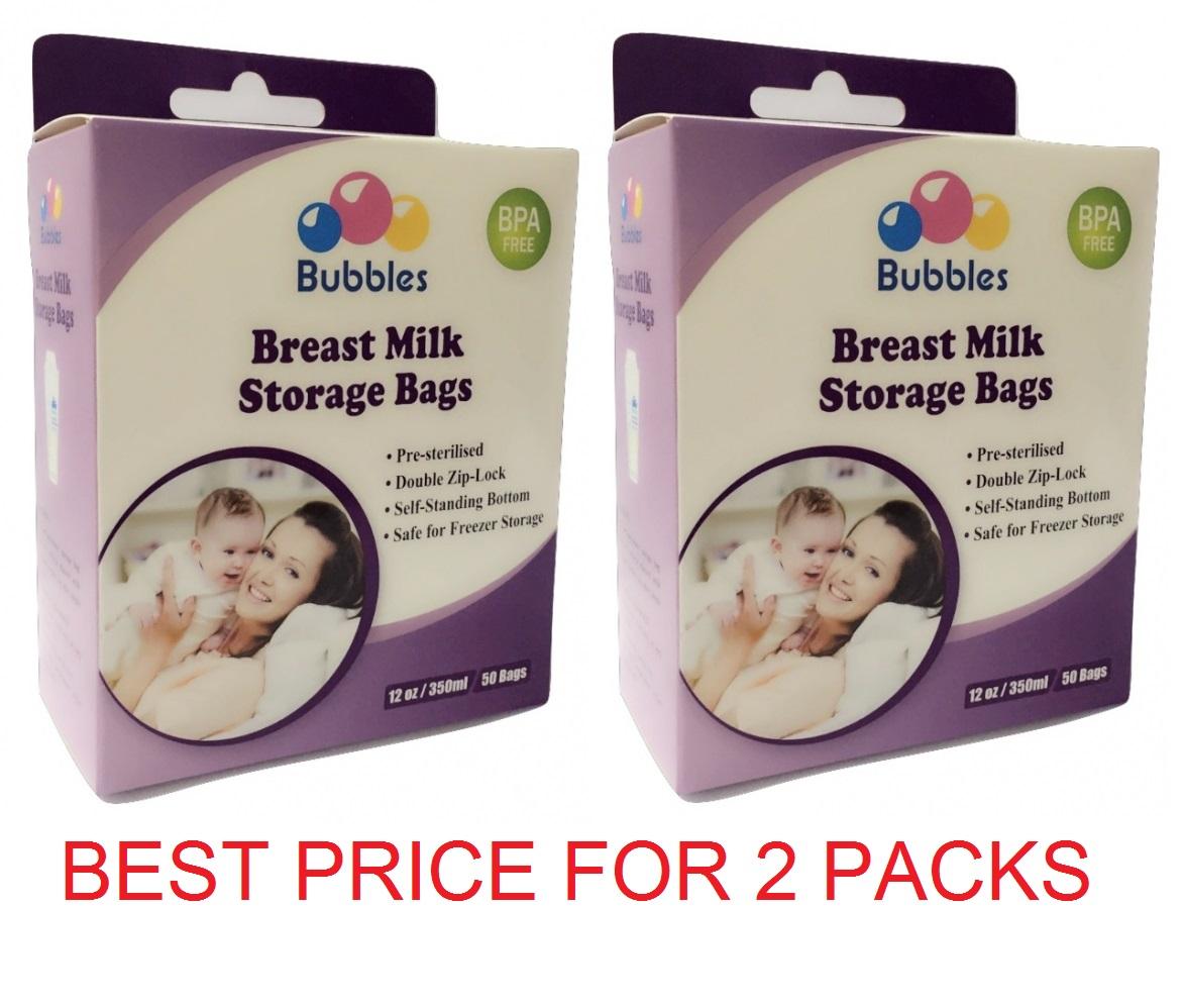Bubbles Double Ziplock Breastmilk Storage Bags 12oz (100pcs)