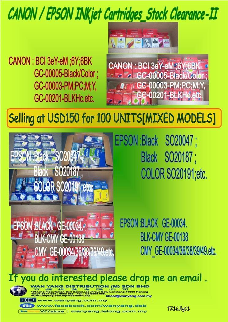 CANON / EPSON INKjet Cartridges Stock Clearance II
