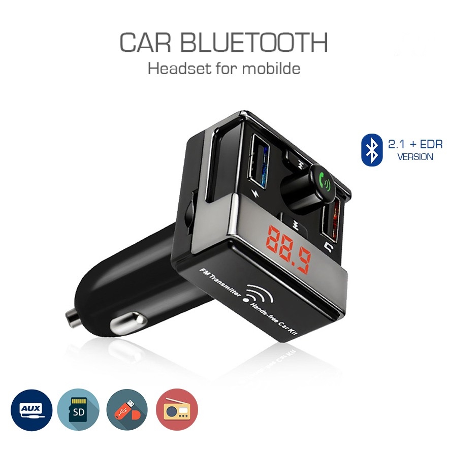 Car Charger Bluetooth MP3 Music Player USB SD AUX FM Transmitter A7