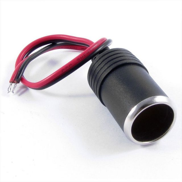 Car Charger Cable 26cm Power Cigarette Port Lighter Female Socket Black Cable