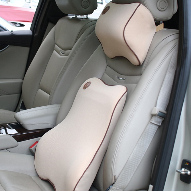 Car Seat Headrest Pillow And Lumbar Support Cushion Kit Travel Auto Head Neck