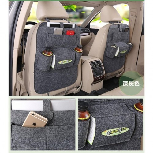 Car Back Seat Organizer Multifunctional Storage Back Pocket Bag (Dark Gray)