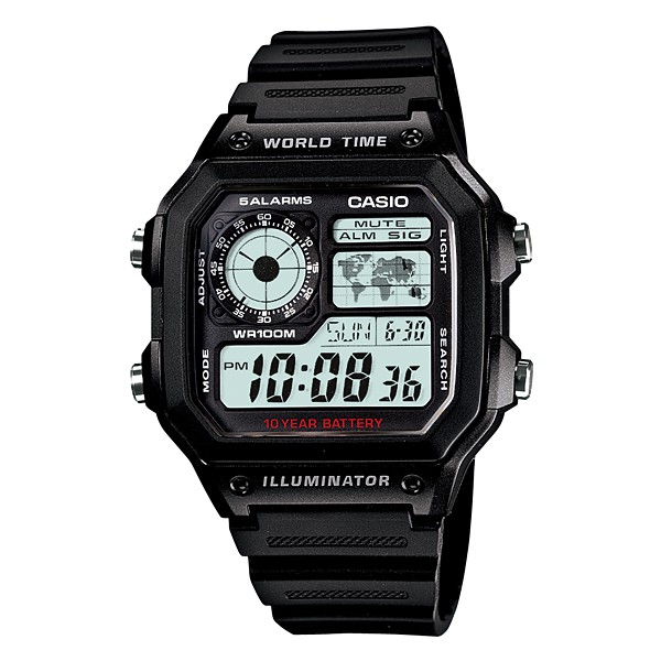 Casio AE-1200WH-1AV Digital Men Illuminator Watches Sports Casual Jam Original