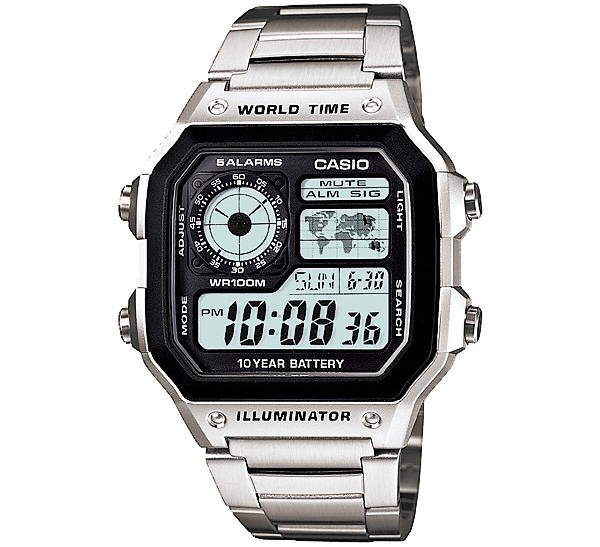 Casio AE1200WHD-1A (Casio Royals) World Time Silver Watch