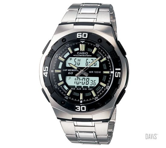 CASIO AQ-164WD-1AV Active Dial Ana-Digi steel bracelet watch black