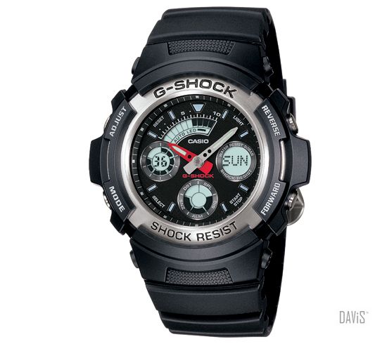 CASIO AW-590-1A G-SHOCK Analogue-Digital silver resin band watch