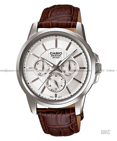CASIO BEM-307L-7AV BESIDE multi-hand elegant leather strap silver