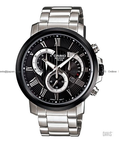 CASIO BEM-506CD-1AV BESIDE retrograde chronograph SS bracelet black
