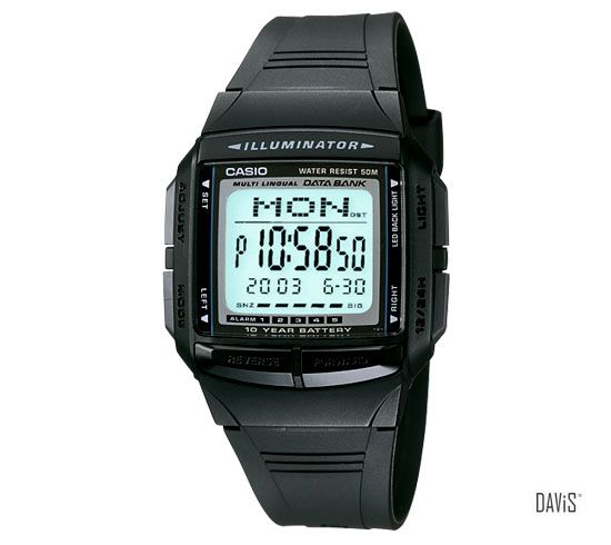CASIO DB-36-1AV DATA BANK 30 record telememo resin strap watch black