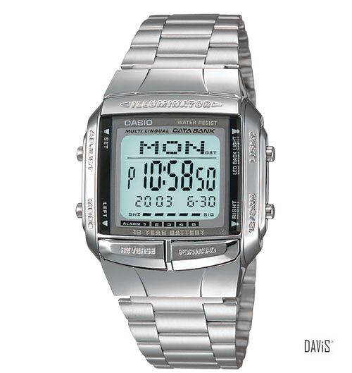 CASIO DB-360-1A DATA BANK 30 record telememo SS bracelet watch silver