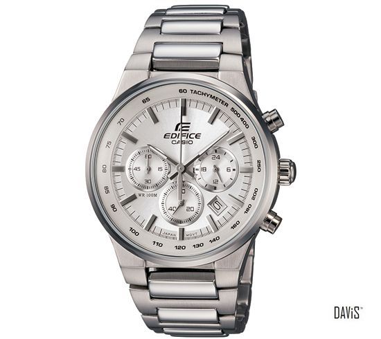 CASIO EF-500BP-7AV EDIFICE stopwatch SS bracelet watch silver *Match*