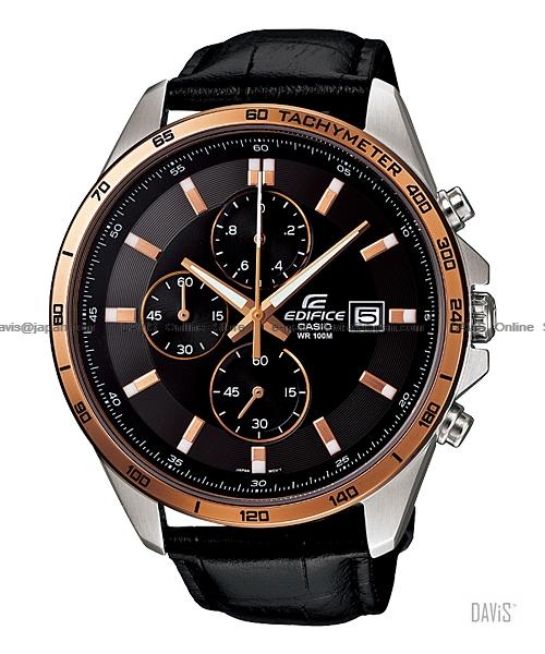 CASIO EFR-512L-1AV EDIFICE chronograph date leather strap black