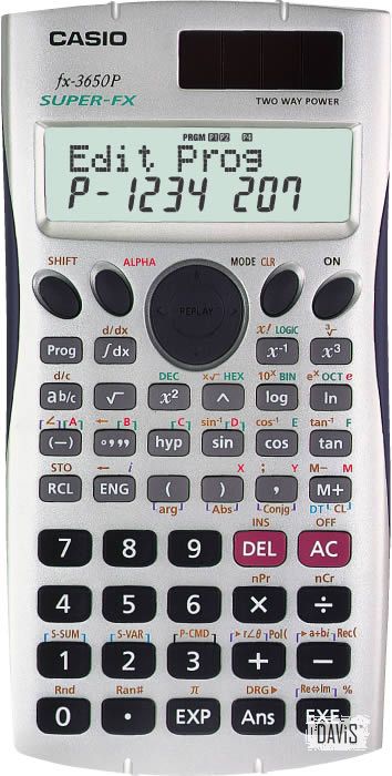 CASIO FX-3650P Calculator Programmable solar + LR-44 powered hard case