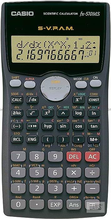 Casio Fx 570ms Scientific Calculator 2 Line Display Stat Data Matrix - 