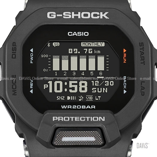 CASIO GBD-200-1 G-SHOCK G-SQUAD Digital Bluetooth Sports Resin Black
