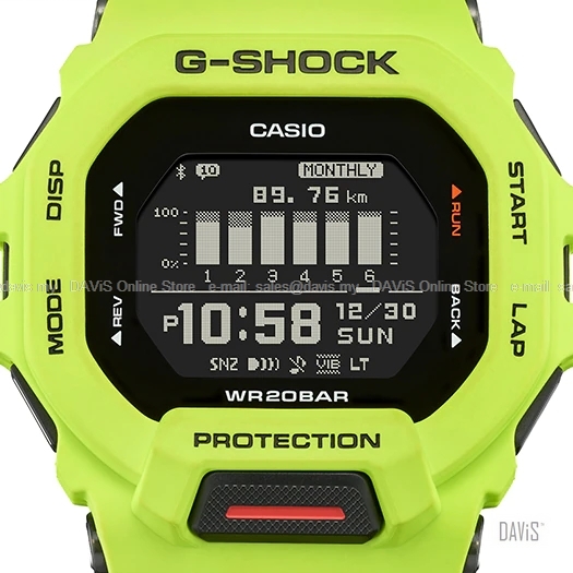 CASIO GBD-200-9 G-SHOCK G-SQUAD Digital Bluetooth Sports Resin Lime