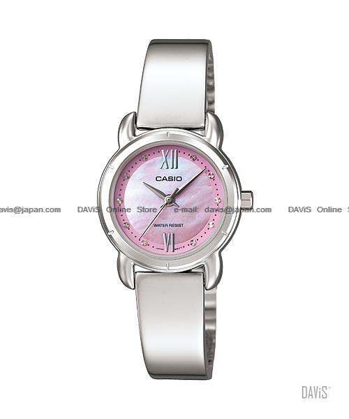 CASIO LTP-1344D-4A STANDARD Analog attractive SS bangle pink pearl