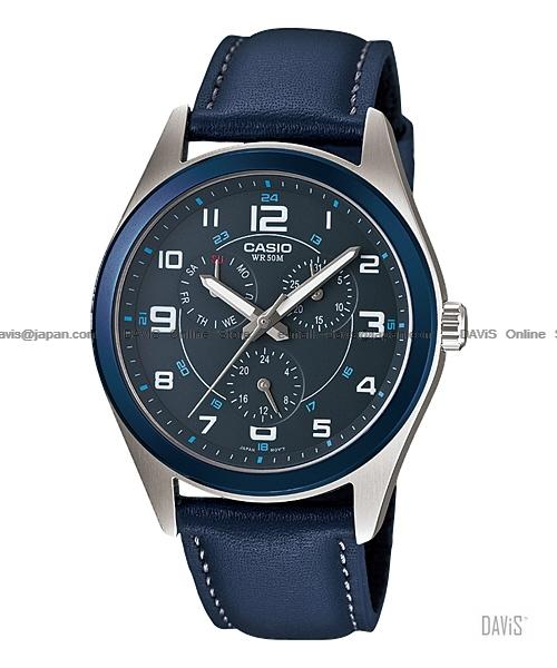 CASIO MTP-1352L-2BV STANDARD Analog multi-hand leather strap blue