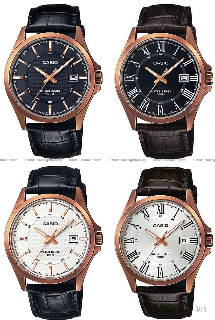 CASIO MTP-1376RL STANDARD analog rose gold classic date leather strap