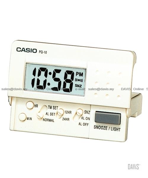CASIO PQ-10-7 digital traveller alarm clock snooze white