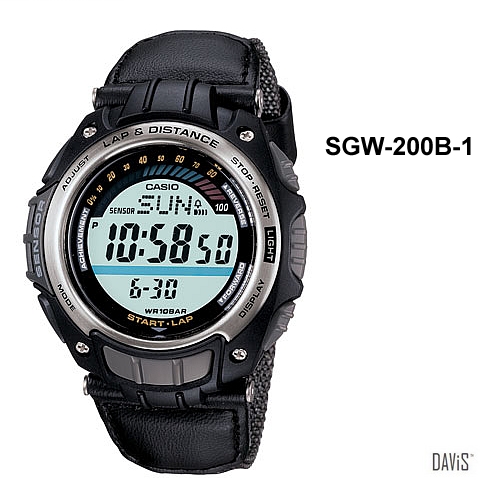 CASIO SGW-200B-1 OUTGEAR distance calculator nylon strap watch black