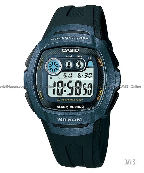 CASIO W-210-1BV STANDARD digital alarm chrono 10 yrs resin strap blue