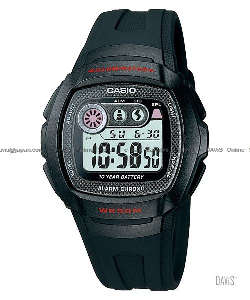 CASIO W-210-1CV STANDARD digital alarm chrono 10 yrs resin strap black