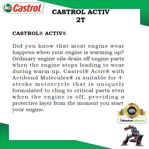 Castrol Activ 2T FC (Fragrance) Dengan Pewangi 1L Engine Oil
