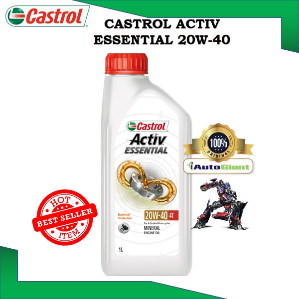 CASTROL ACTIV ESSENTIAL 4T 20W40 1L MINERAL (100% ORIGINAL)