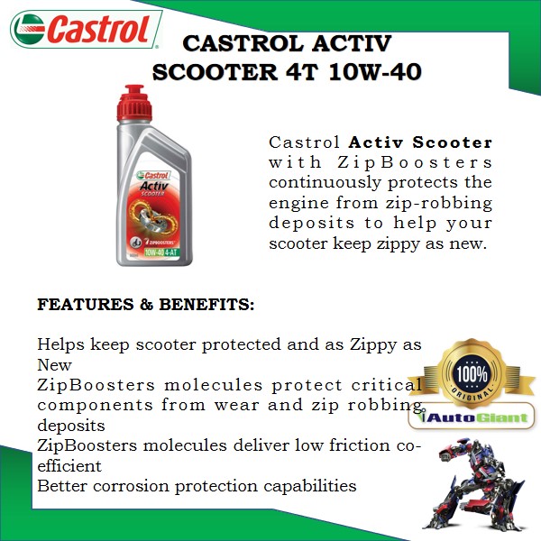 Castrol ACTIV SCOOTER 10W40 Part Synthetic Technology For SCOOTER 0.8L