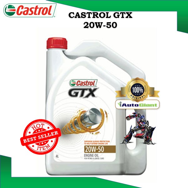 Castrol GTX 20W-50 for Petrol and Diesel Vehicles (4L) (100% ORIGINAL)