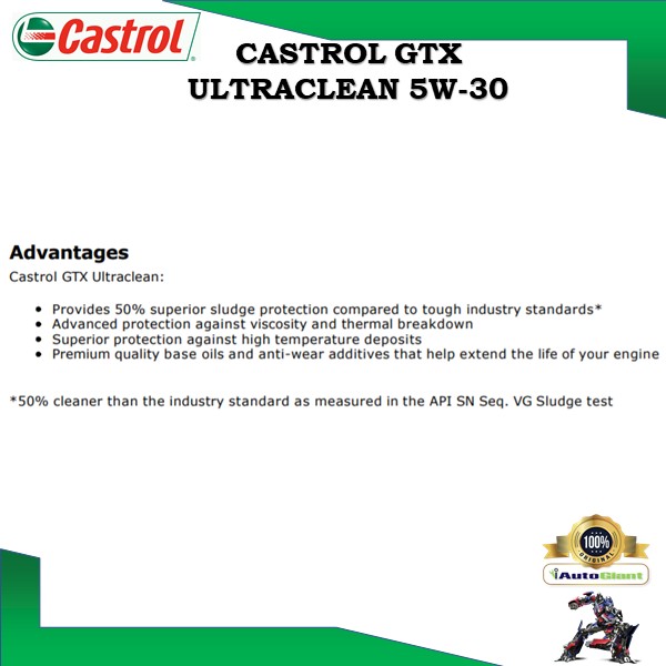 Castrol GTX ULTRACLEAN 5W-30 SN/CF for Petrol and Diesel Vehicles (4L)