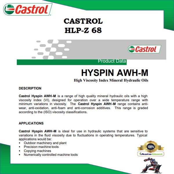 CASTROL HYSPIN HLP-Z 68 (18 LITER) (100% ORIGINAL)