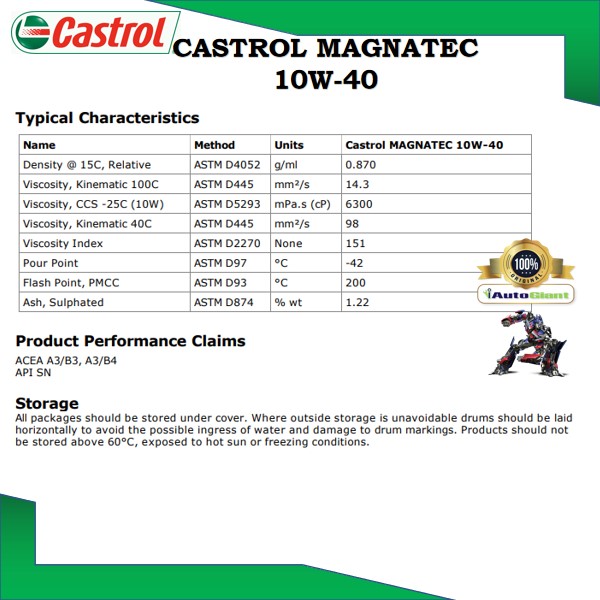 Castrol MAGNATEC 10W-40 SN for Petrol Vehicles (4L) (100% ORIGINAL)