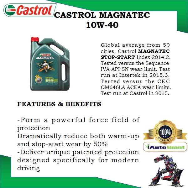 Castrol MAGNATEC 10W-40 SN for Petrol Vehicles (4L) (100% ORIGINAL)