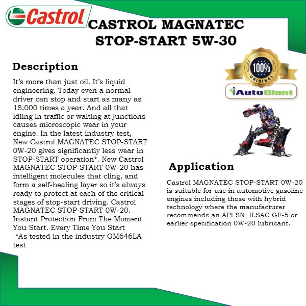 Castrol MAGNATEC Stop-Start 5W-30 SN for Petrol, Diesel  &amp; Hybrid ..