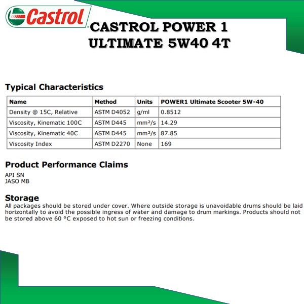 CASTROL POWER 1 ULTIMATE 4T 5W40 1L (FULLY SYN) (100% ORIGINAL)
