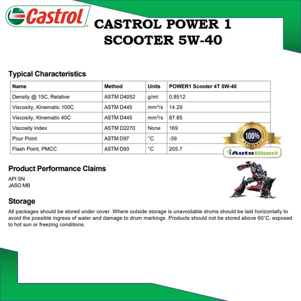 Castrol POWER1 Scooter 4T 5W-40 Full Synthetic Technology for Scooter