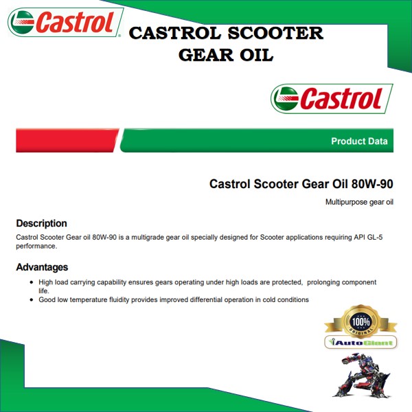 Castrol SCOOTER GEAR 80W90 For Bikes (120 ML) (100% ORIGINAL)