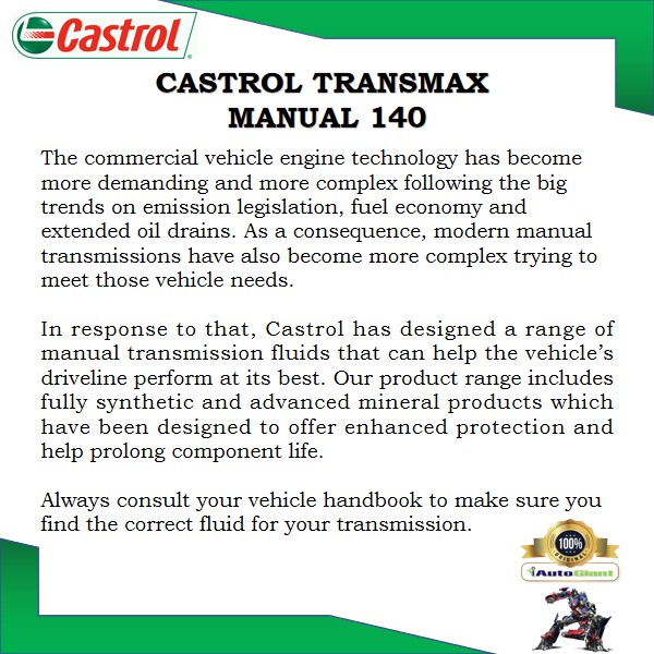 CASTROL TRANSMAX MANUAL 140 (18 LITER) (100% ORIGINAL)